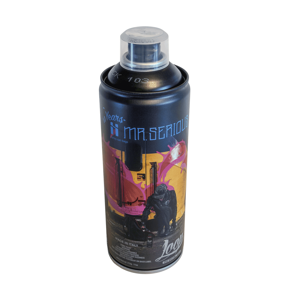 Loop x Mr. Serious 10 Years anniversary spray can
