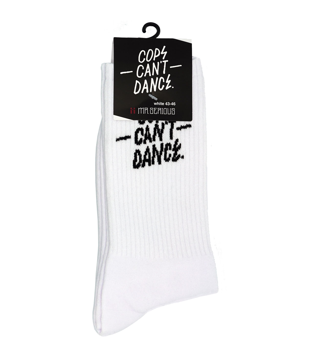 Mr. Serious cops can't dance socks white