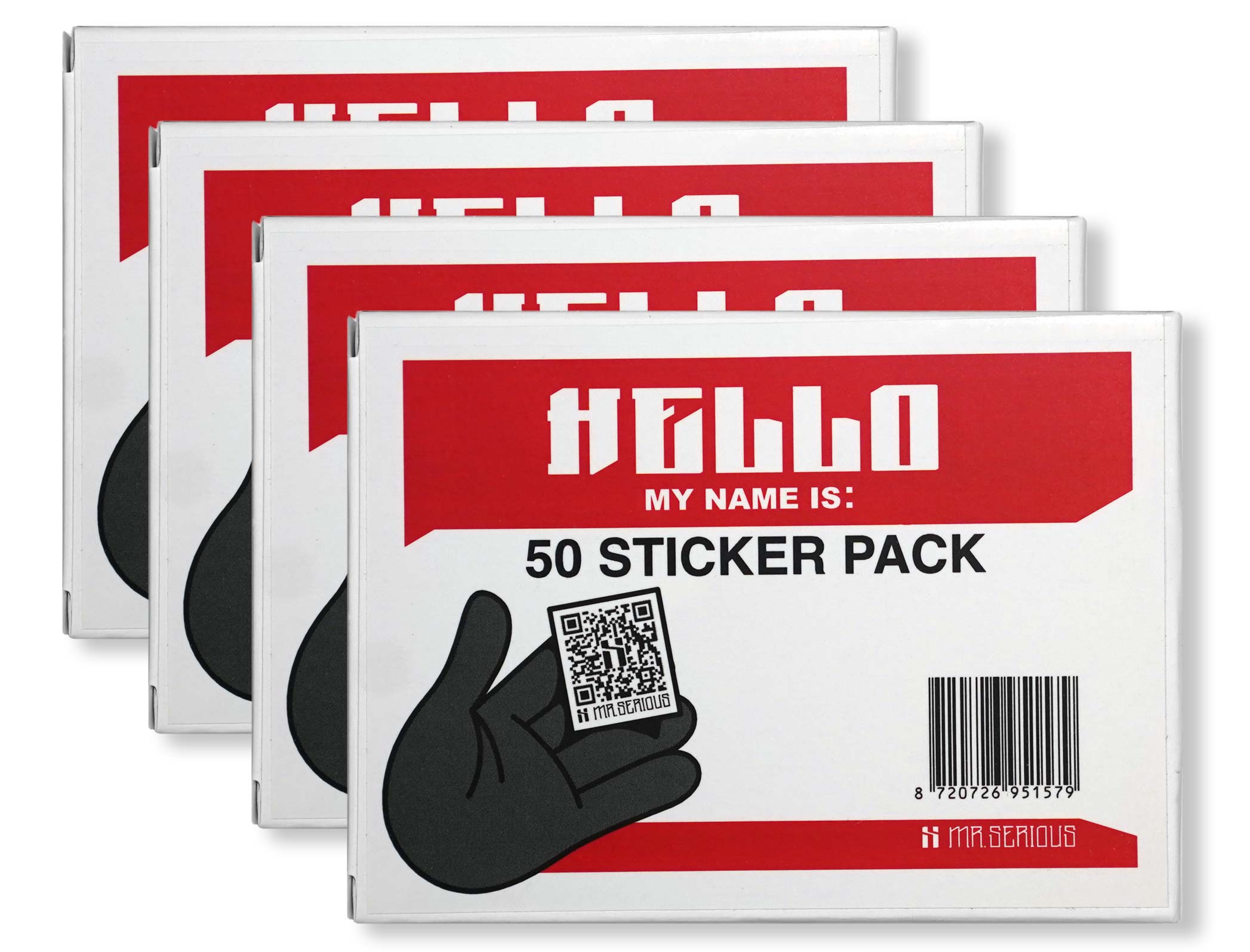 4x Hello my name is: 50 sticker pack